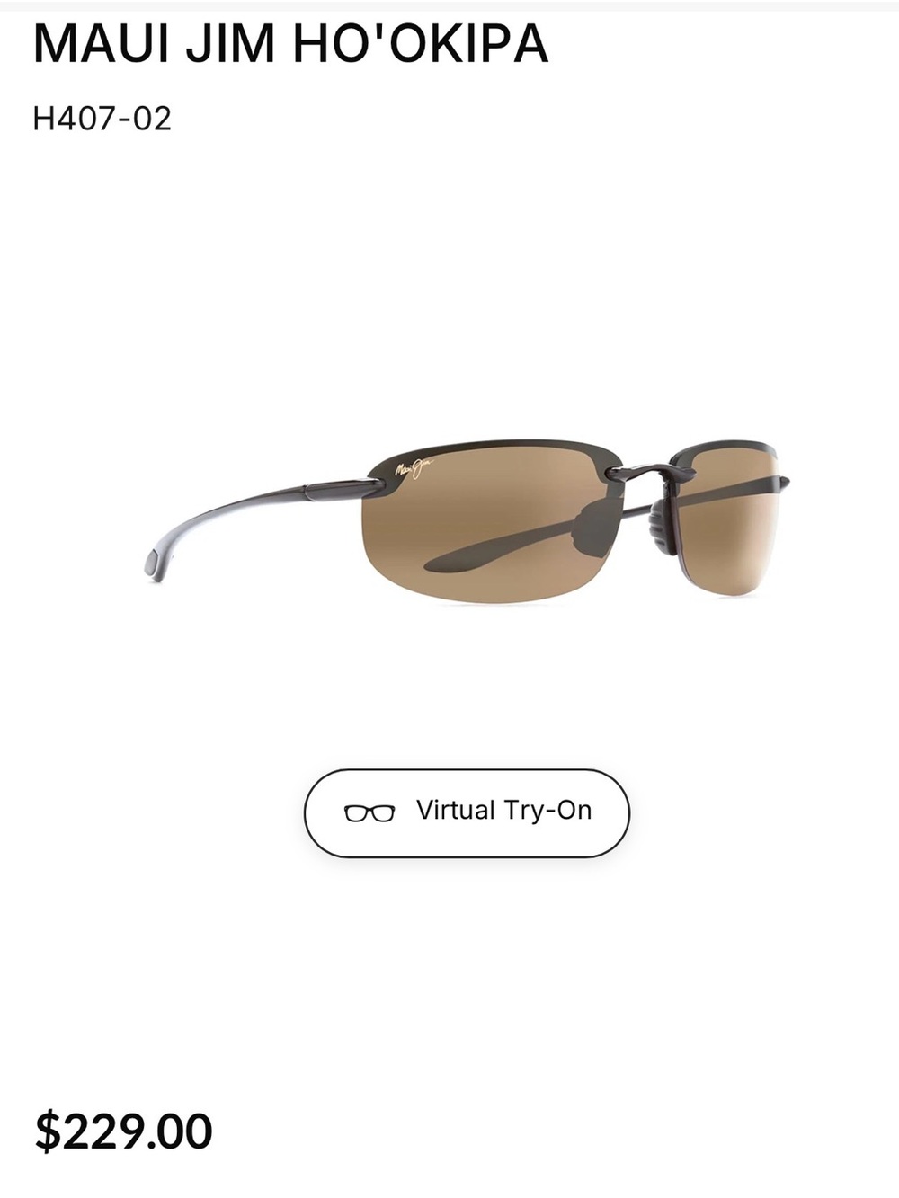 Maui Jim Ho'okipa Titanium Rimless sunglasses with Brown Lenses with case/ cloth